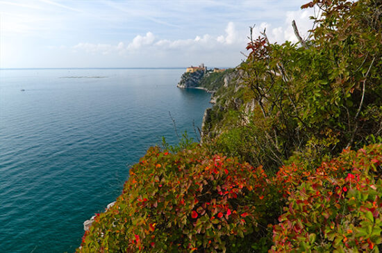 Autumn view of the cost near the Castle of Duino, Trieste, Friuli, Italy