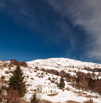 The mount Matajur, in Italy, in a sunny winter day