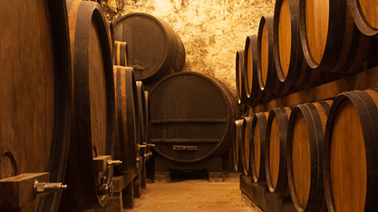 Cellar With Barrels For Storage Of Wine